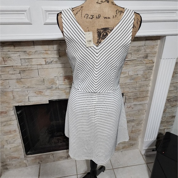 Loft black and white stretch fit n flare skater dress size 10P new!!! - Picture 2 of 5